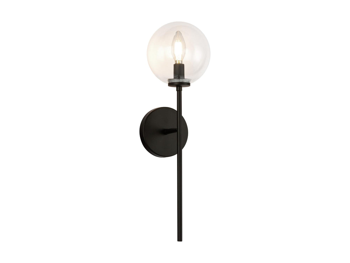 Cassia Wall Light – 1 Light / Matte Black/Clear Glass – view 2
