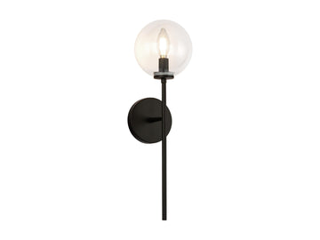 Cassia Wall Light – 1 Light / Matte Black/Clear Glass – view 2