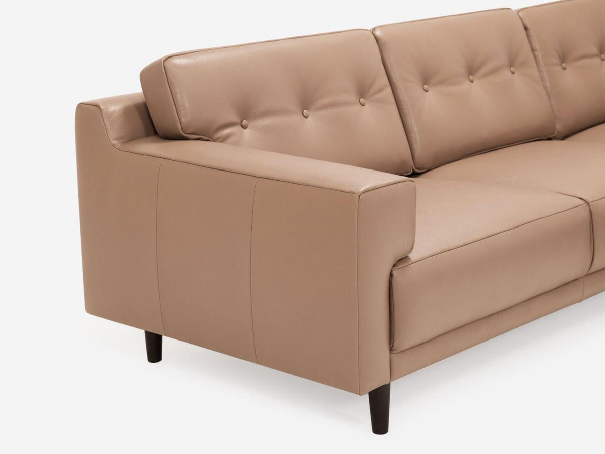 Grade 800 Coachella Warm Grey with Black Ash - Button Tufted Back Cushion Detail - Right Hand Facing Chaise