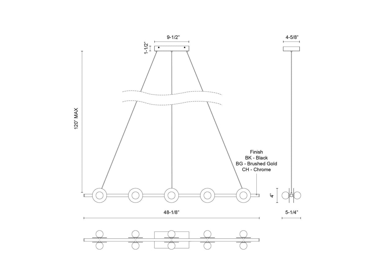 Elixir Linear Pendant – Chrome – view 4
