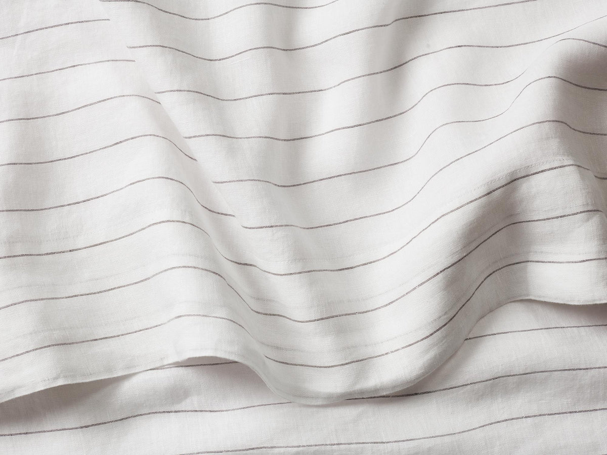 Silk & Snow Flax Duvet Cover – Full/Queen / Vintage Pinstripe – view 2