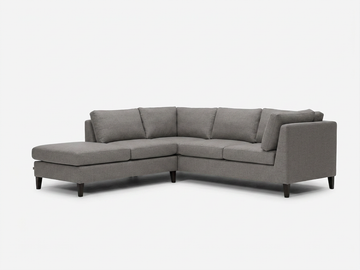 Left Hand Facing Backless Chaise - Maria Smoke with Onyx Legs