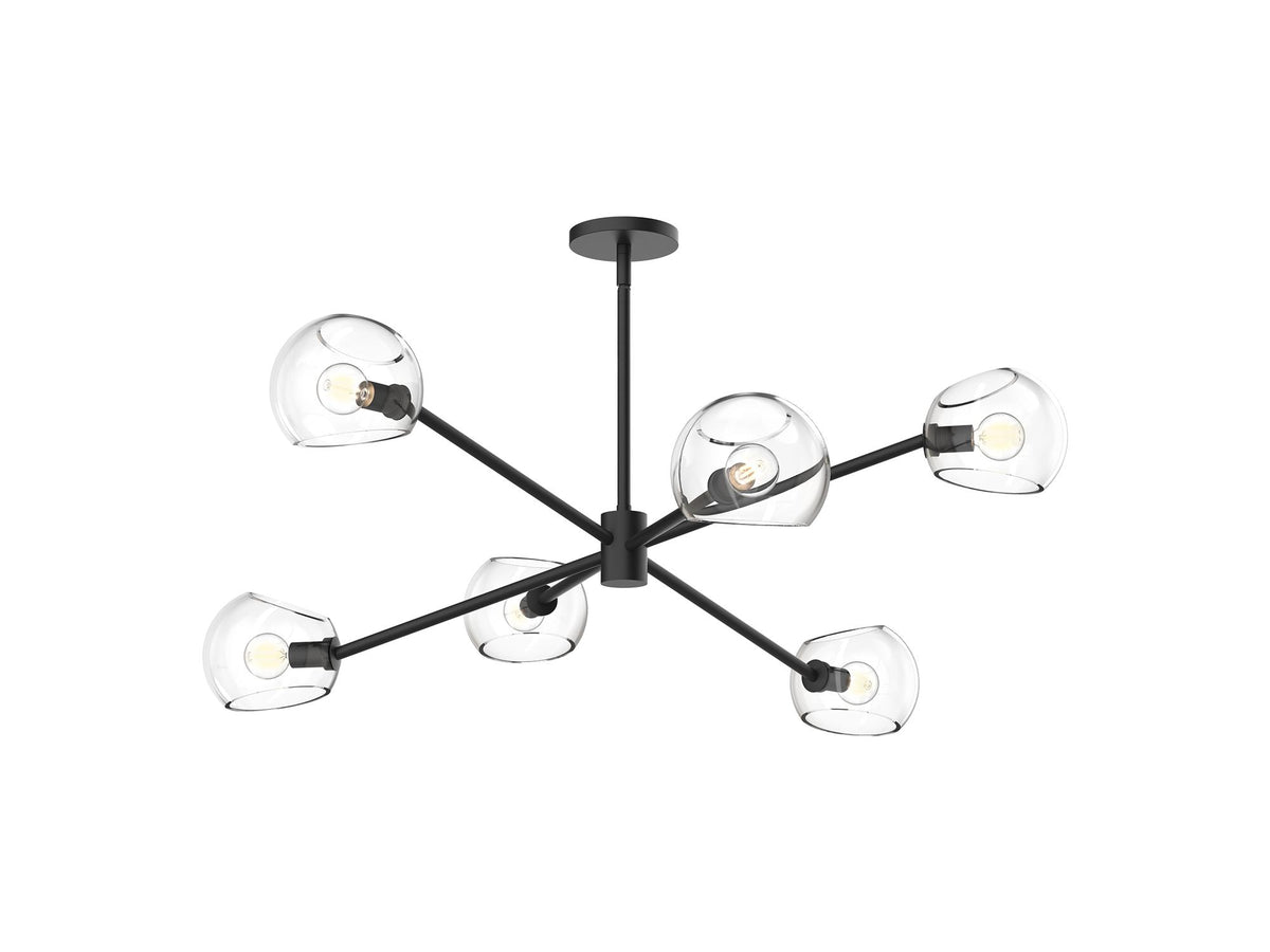Willow Chandelier – 37" / Matte Black/Clear Glass