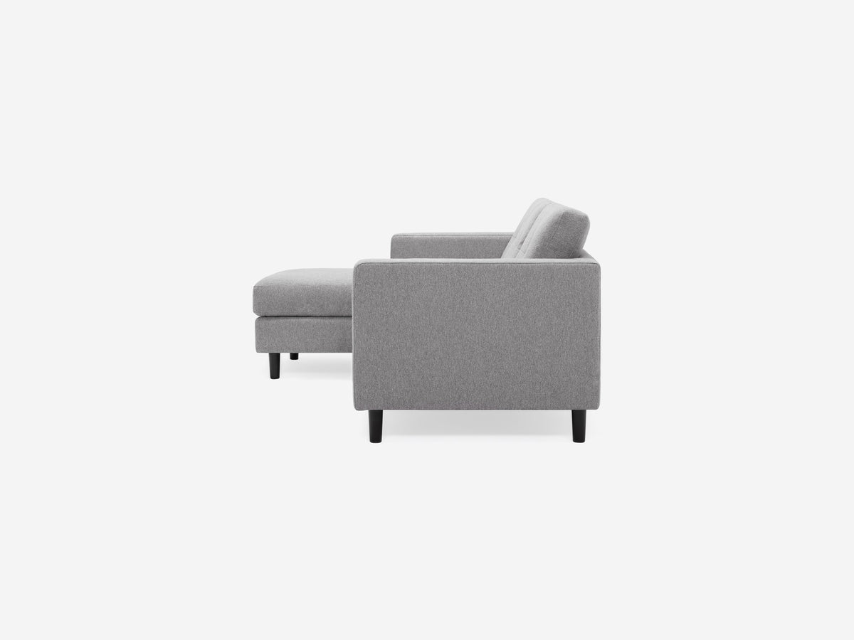 Mila Grey with Onyx Legs - Left Hand Facing Chaise