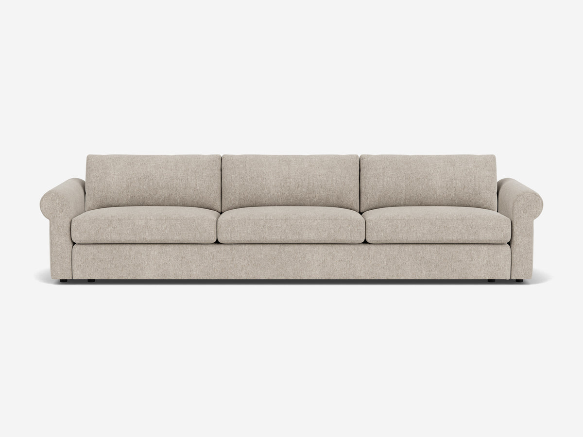 Polo Grey Fabric - 3 Seat - Shallow - Roll Arms