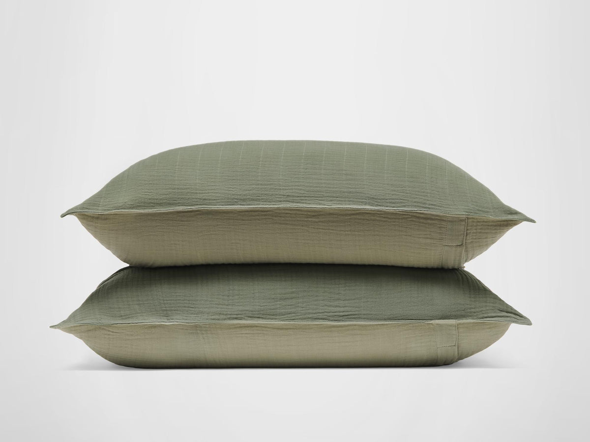 Silk & Snow Muslin Sham Set – Standard / Eucalyptus