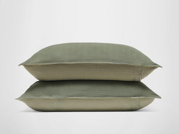 Silk & Snow Muslin Sham Set – Standard / Eucalyptus