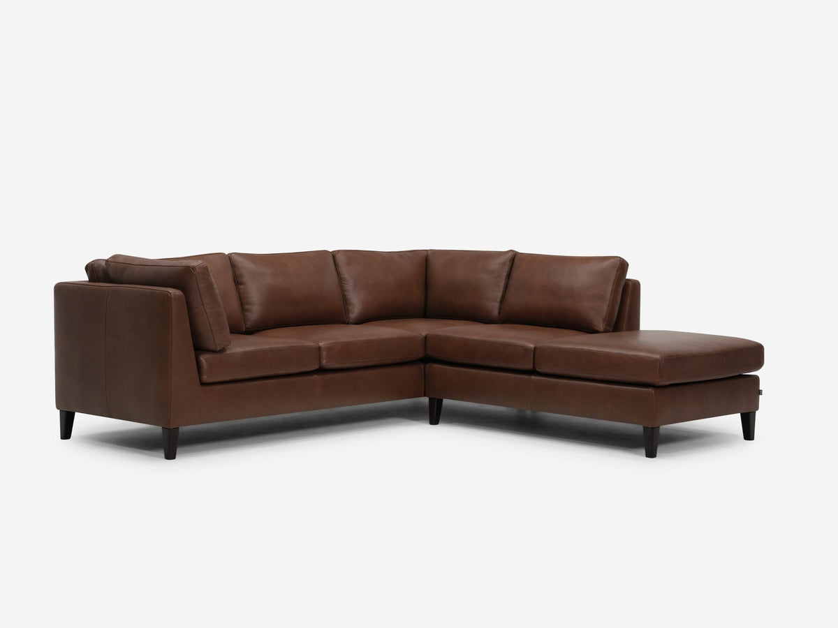 Right Hand Facing Backless Chaise - Classic Mocha with Onyx Legs