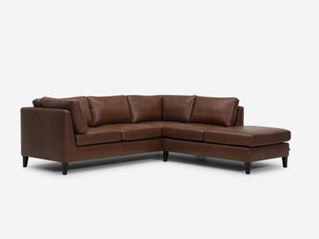 Right Hand Facing Backless Chaise - Classic Mocha with Onyx Legs