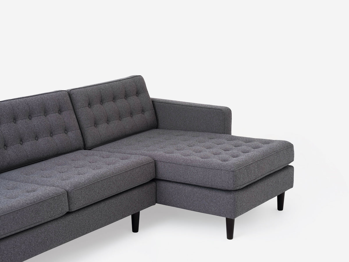 Jet Ash with Black Ash Legs - Right Hand Facing Grand Chaise - Regular Arm Height