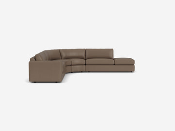 Classic Sable Leather - Shallow - Right Hand Facing Backless Chaise