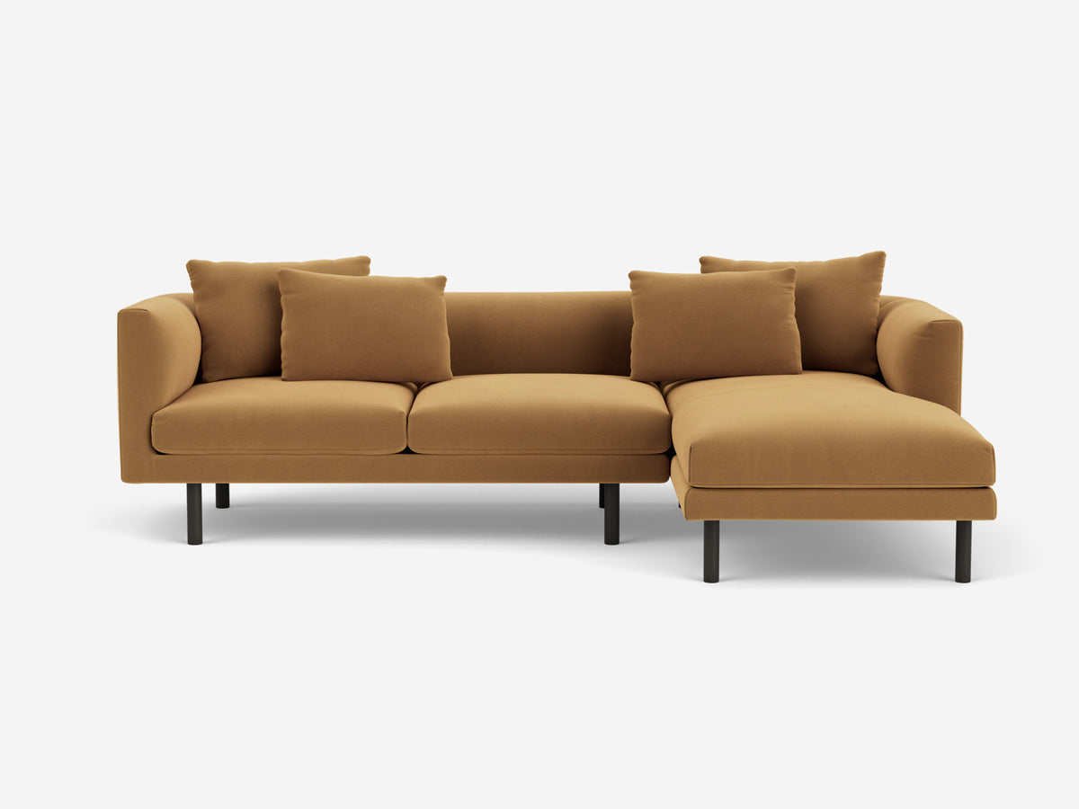 Arezzo Gold with Black Ash Legs - Right Hand Facing Chaise