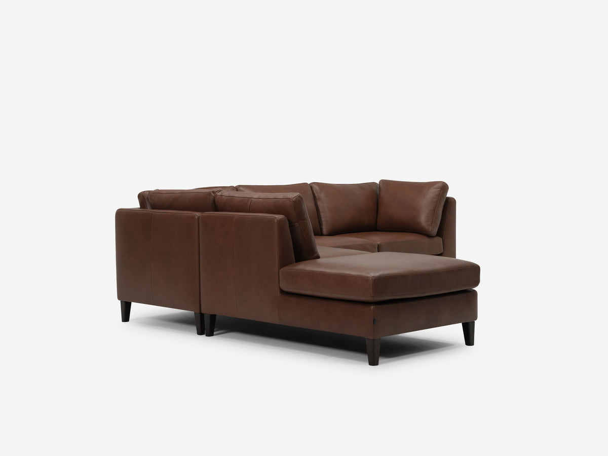 Left Hand Facing Backless Chaise - Classic Mocha with Onyx Legs