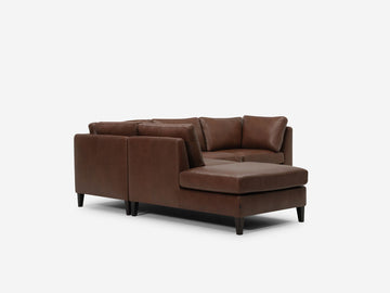 Left Hand Facing Backless Chaise - Classic Mocha with Onyx Legs