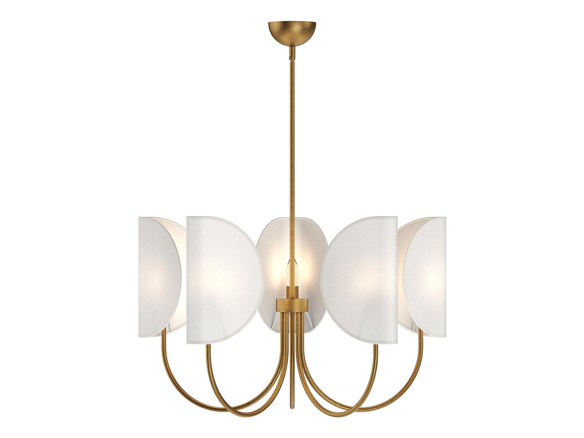 Seno Chandelier – 32" / Aged Gold/White Cotton Fabric