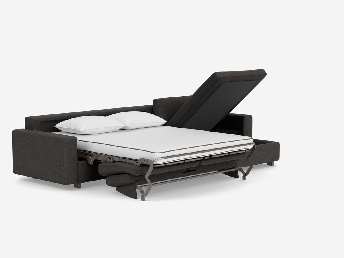 Coda Ash with Walnut Legs - Standard Arms - Queen - Right Hand Facing Storage Chaise