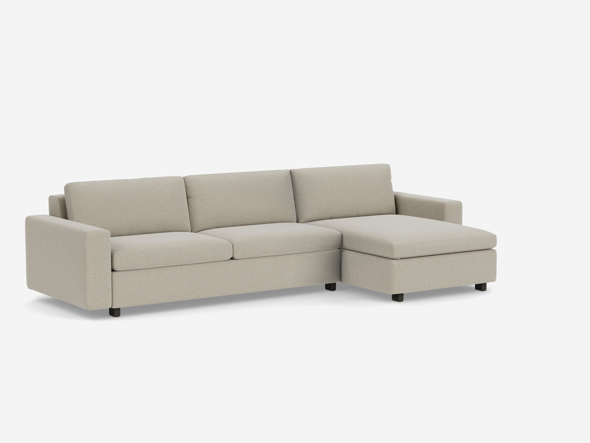 Catrin Grecian Linen with Black Ash Legs - Standard Arms - Queen - Right Hand Facing Chaise - Non-Storage Chaise