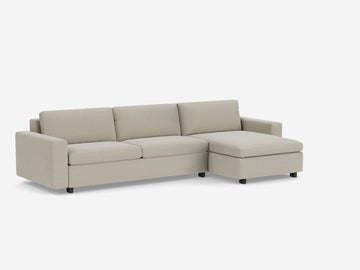 Catrin Grecian Linen with Black Ash Legs - Standard Arms - Queen - Right Hand Facing Chaise - Non-Storage Chaise