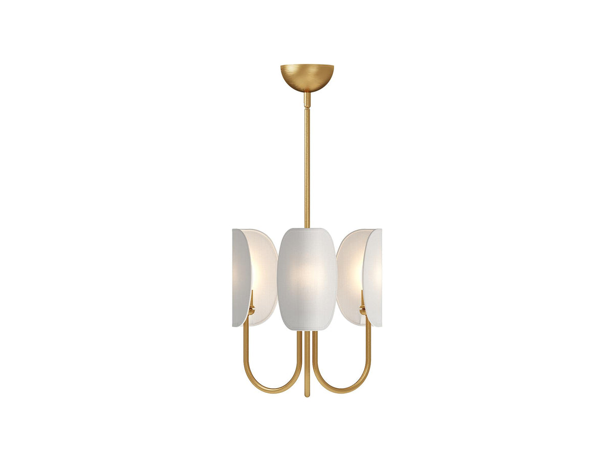 Seno Chandelier – 15" / Aged Gold/White Cotton Fabric