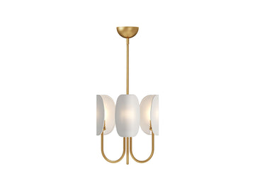 Seno Chandelier – 15" / Aged Gold/White Cotton Fabric