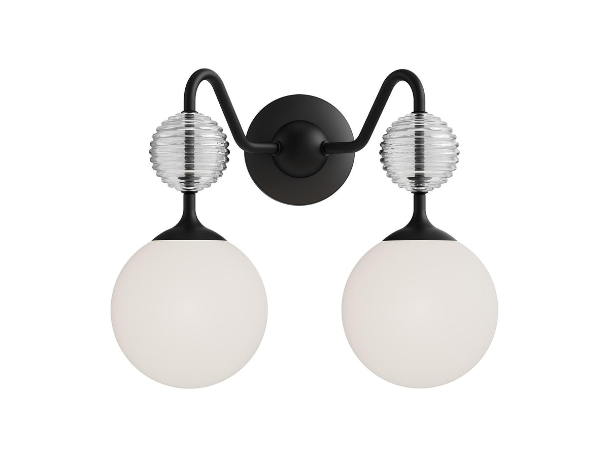 Celia Wall Sconce – 15" / Matte Black/Opal Glass