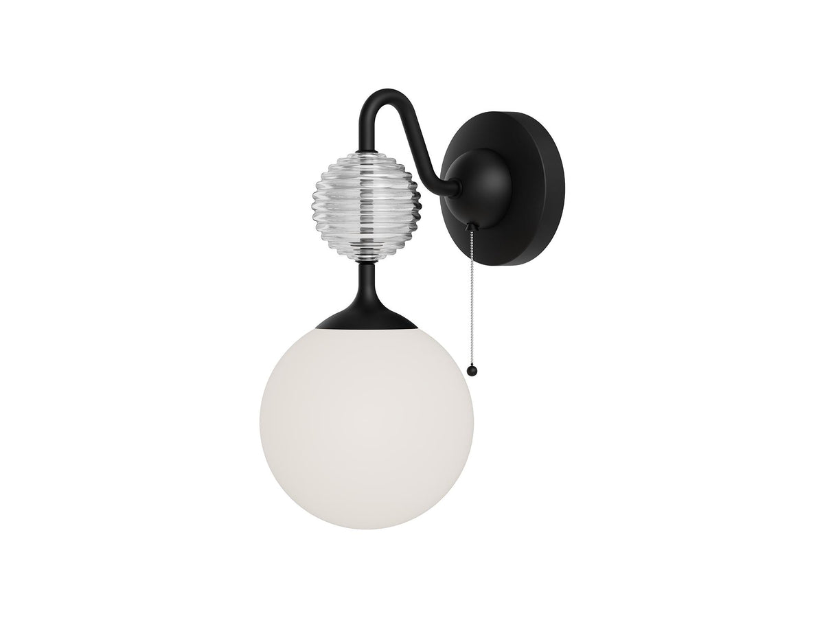 Celia Wall Sconce – 6" / Matte Black/Opal Glass