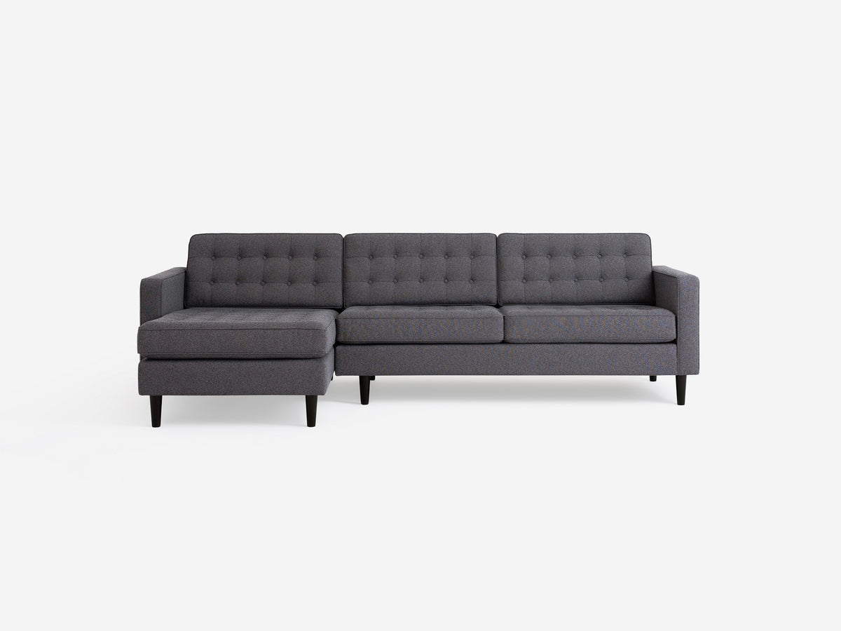 Jet Ash with Black Ash Legs - Left Hand Facing Grand Chaise - Regular Arm Height