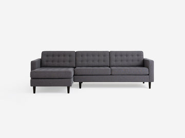 Jet Ash with Black Ash Legs - Left Hand Facing Grand Chaise - Regular Arm Height