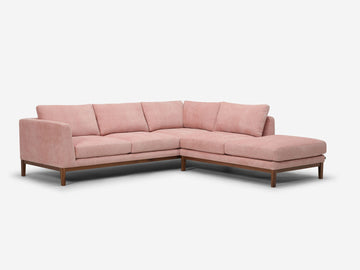 Valley Blossom with a Walnut Base - Right Hand Facing Backless Chaise