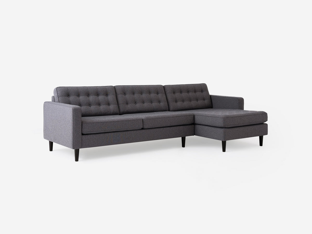 Jet Ash with Black Ash Legs - Right Hand Facing Grand Chaise - Regular Arm Height