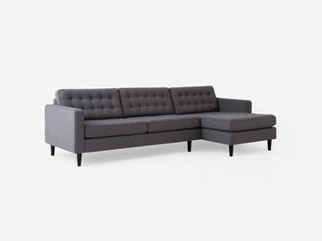 Jet Ash with Black Ash Legs - Right Hand Facing Grand Chaise - Regular Arm Height