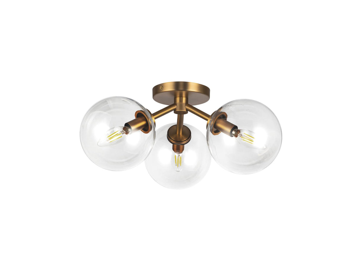 Cassia Semi-Flush Mount Light – Aged Gold/Clear Glass