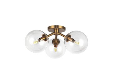 Cassia Semi-Flush Mount Light – Aged Gold/Clear Glass