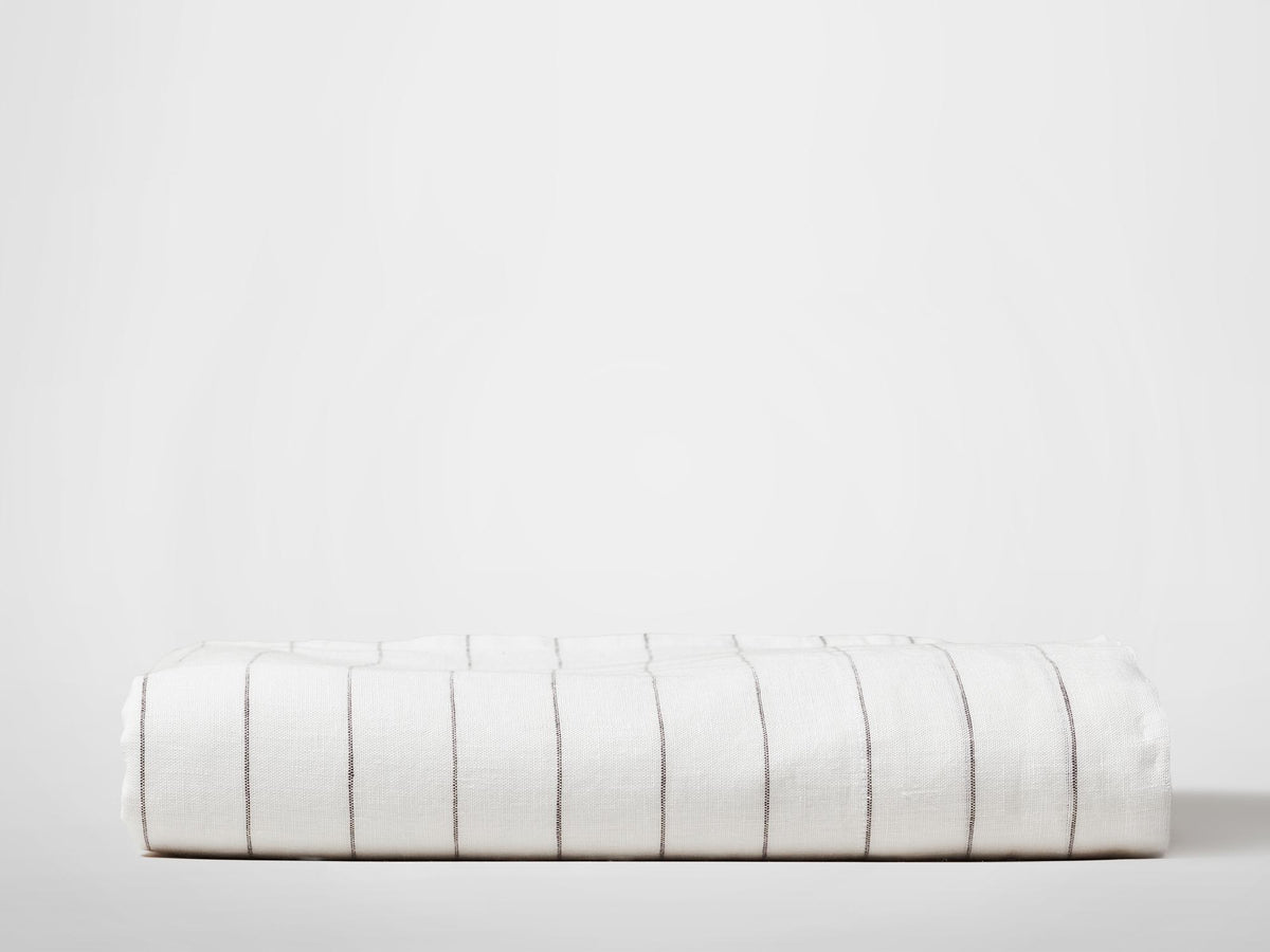 Silk & Snow Flax Flat Sheet – Full / Vintage Pinstripe