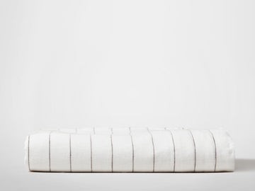 Silk & Snow Flax Flat Sheet – Full / Vintage Pinstripe
