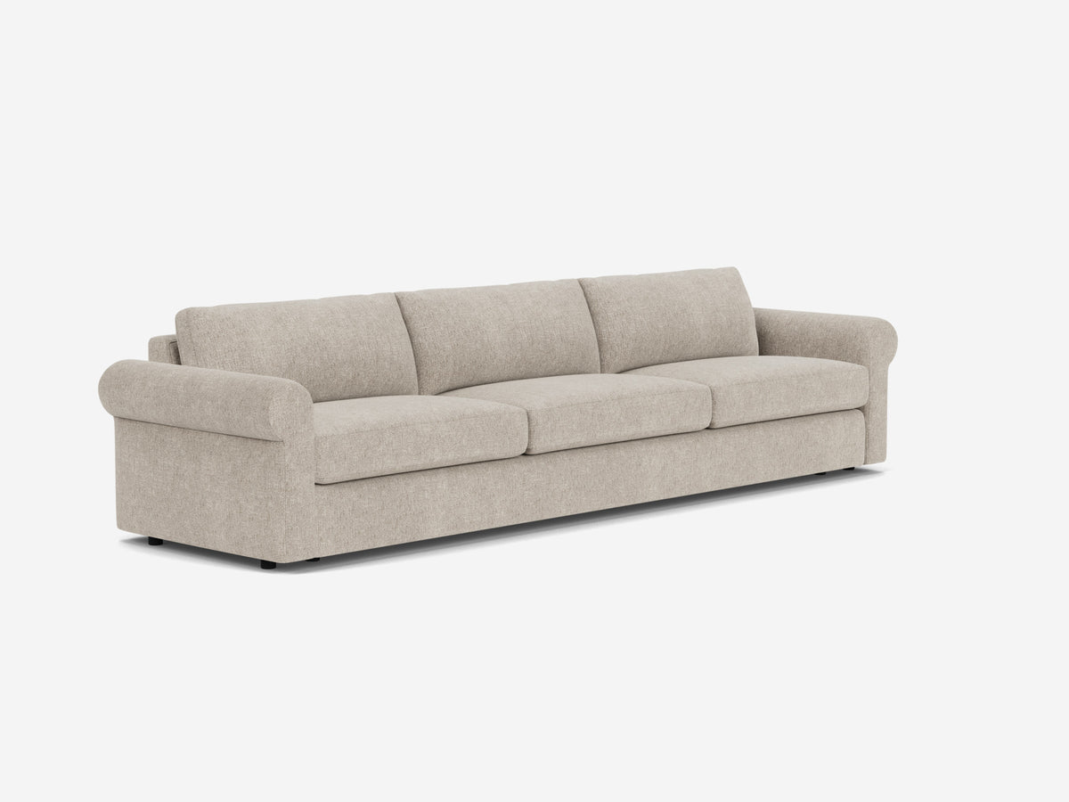 Polo Grey Fabric - 3 Seat - Shallow - Roll Arms