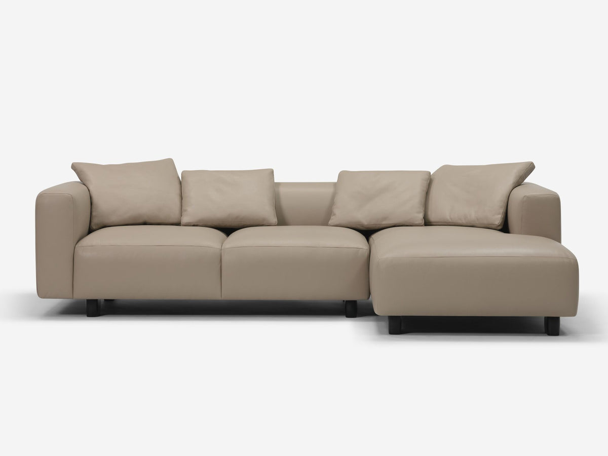 Donna Grey with Black Stadium Legs - Right Hand Facing Chaise