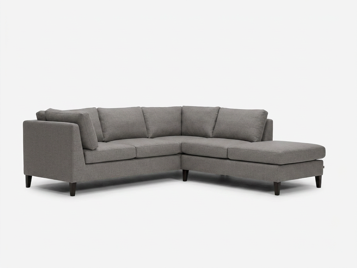 Right Hand Facing Backless Chaise - Maria Smoke with Onyx Legs