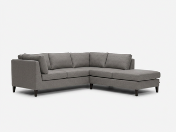 Right Hand Facing Backless Chaise - Maria Smoke with Onyx Legs
