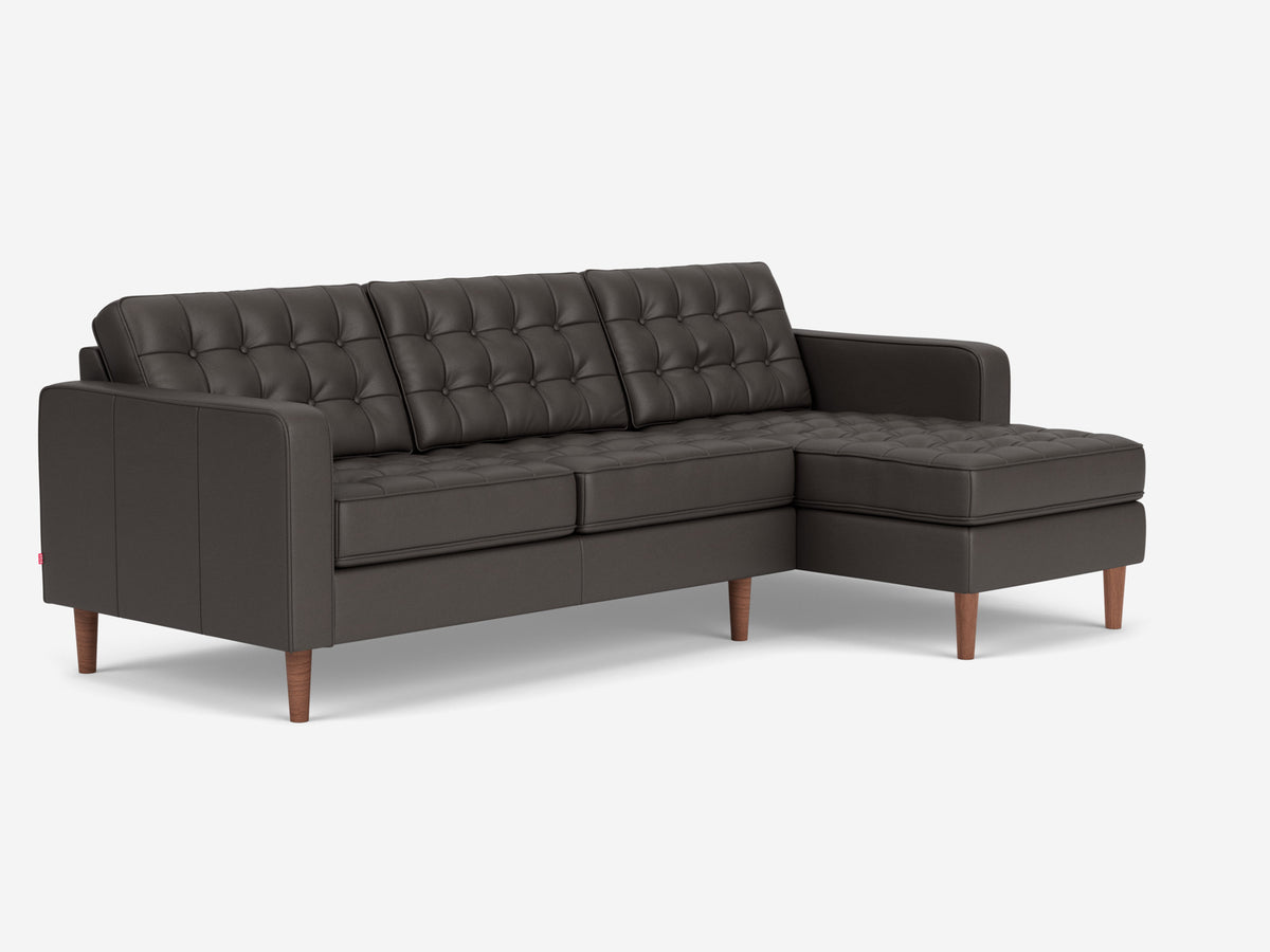 Evoque Ardesia with walnut Legs - Right Hand Facing Chaise - Regular Arm Height