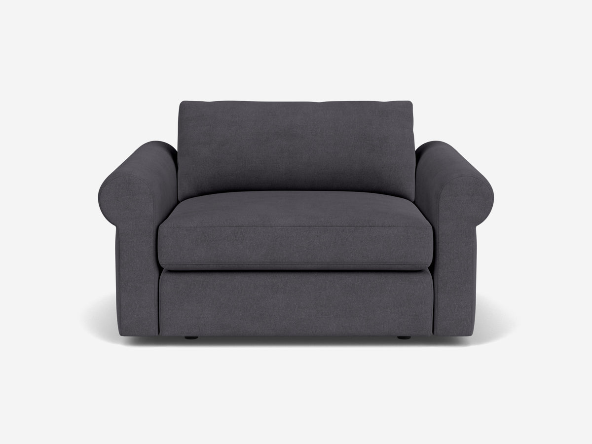 Jet Ash Fabric - Shallow - 35 inch seat width - Roll Arms