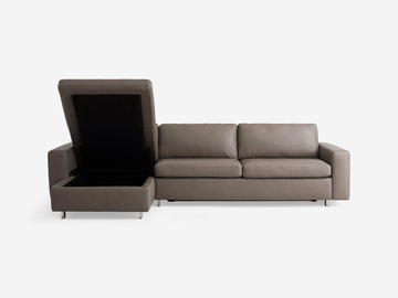 Suave Chrome with Stainless Steel Legs - Standard Arms - Queen - Left Hand Facing Storage Chaise