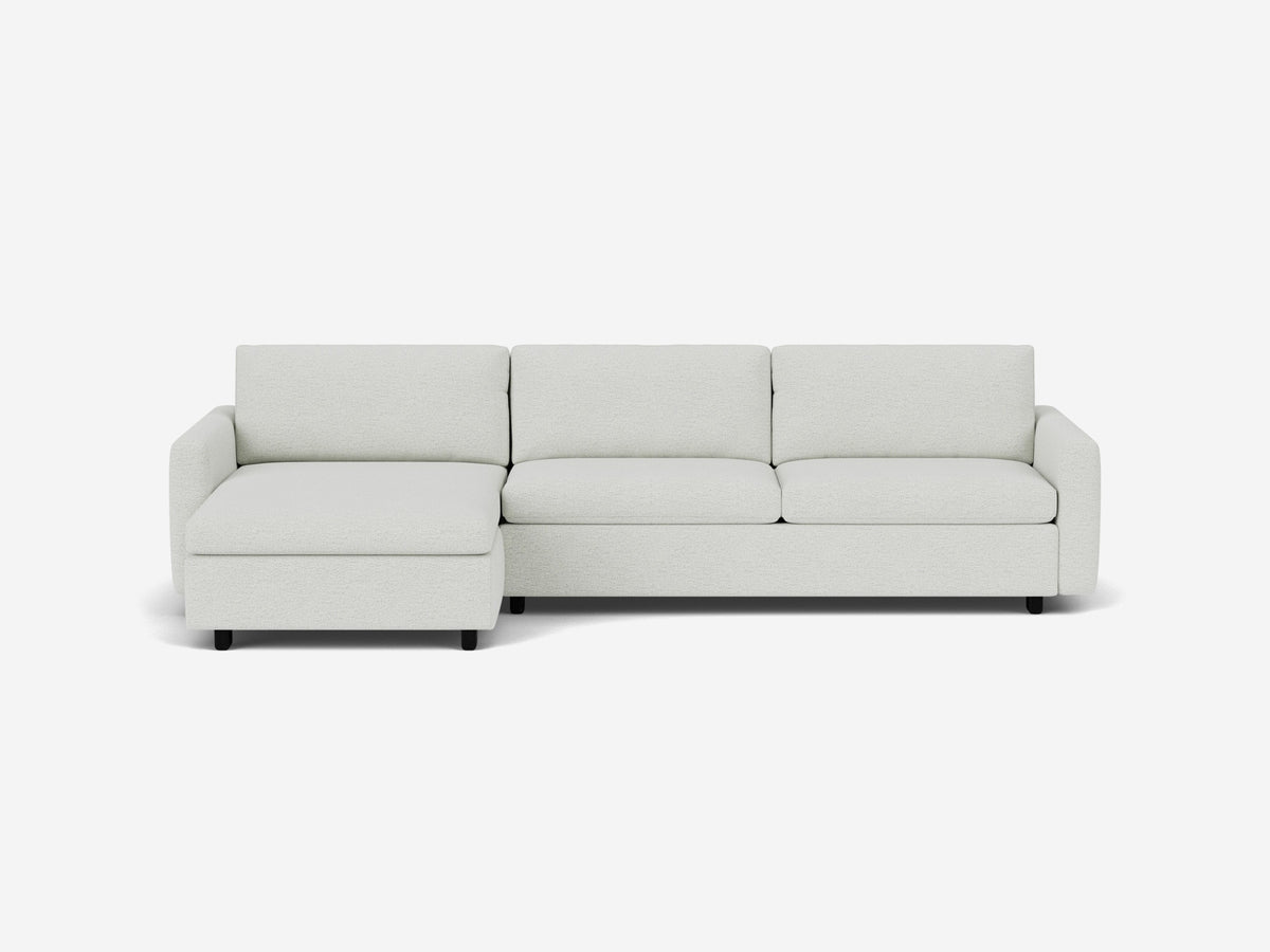 Arctic Wolf with Black Ash Legs - Narrow Arms - Queen - Left Hand Facing Storage Chaise