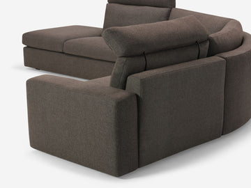 Onno Charcoal Warm Grey with Additional Headrest - Wide Seat - Left Hand Facing Backless Chaise - Wide Track Arm