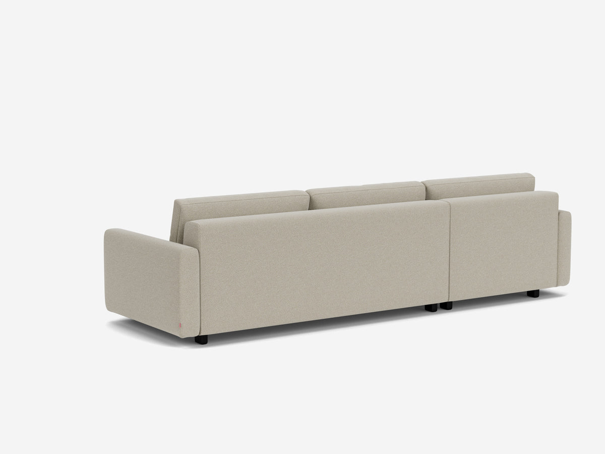 Catrin Grecian Linen with Black Ash Legs - Narrow Arms - Queen - Left Hand Facing Chaise - Non-Storage Chaise