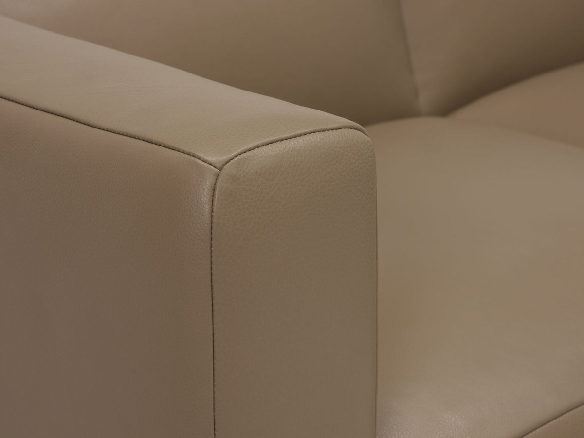 Donna Taupe - Walnut Peg Legs - Right Hand Facing Backless Chaise