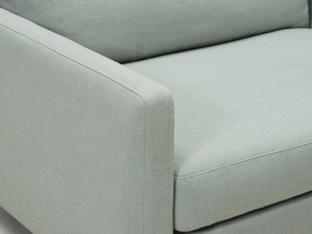 Aspen Mist Fabric - Shallow (35") - 32.5" Seat Width - Narrow Arms - Metal Tubular Legs
