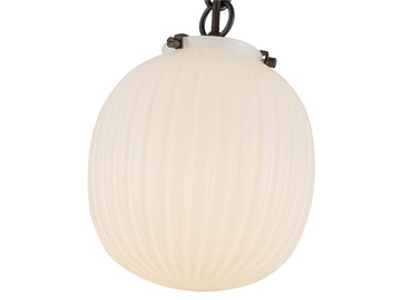 Cherise Pendant – 1 Light / Matte Black/Glossy Ribbed Opal Glass – view 2