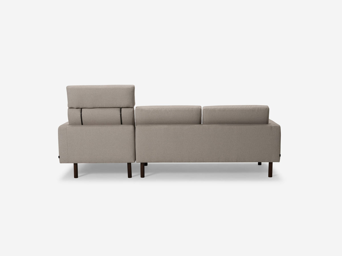Panama Natural Fabric with Black Ash Legs - Right Hand Facing Chaise - Optional Headrest
