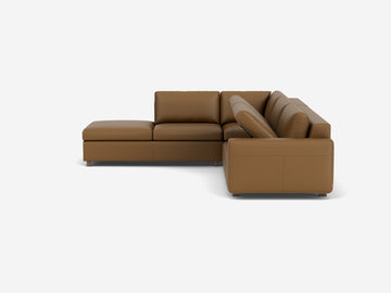 Rein Toast with Walnut Legs - Left Hand Facing Backless Chaise - Standard Arms